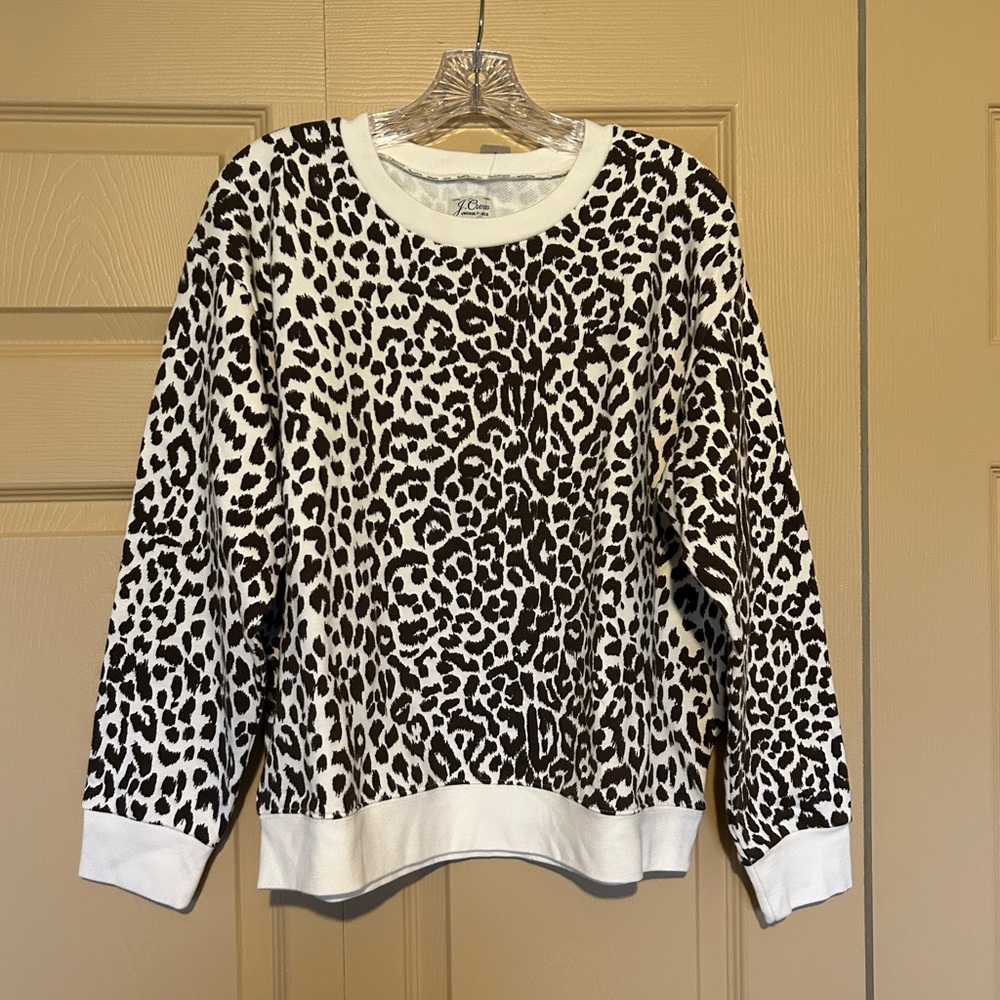 NWT J. Crew Brown and Cream Animal Print Sweatshirt